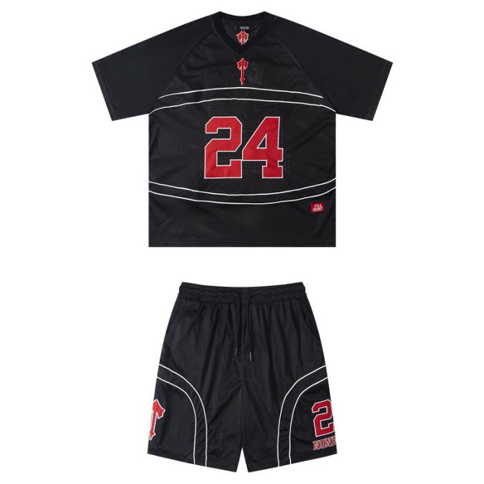 American Street Style 24 Printed Mesh Basketball Jersey Tee & Shorts Set 3 colors 29080466
