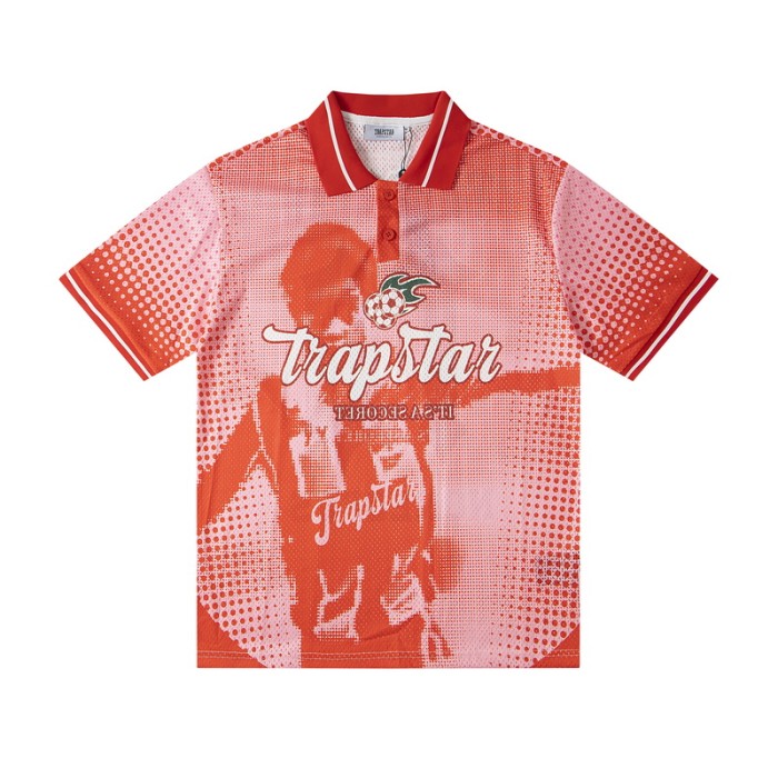 Oversized American Street Style Halftone Portrait Printed Polo Jersey T-Shirt 2 colors 29080780