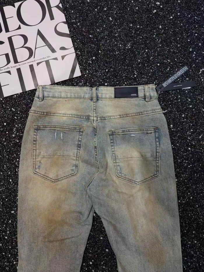 1:1 quality version Beaded Hem Mud Dyed Flared Ripped Jeans 29080655