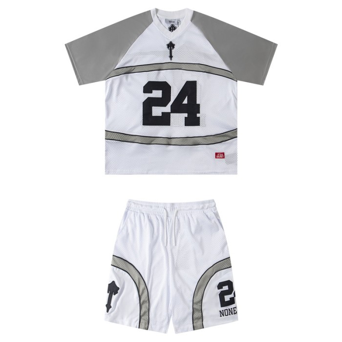 American Street Style 24 Printed Mesh Basketball Jersey Tee & Shorts Set 3 colors 29080466