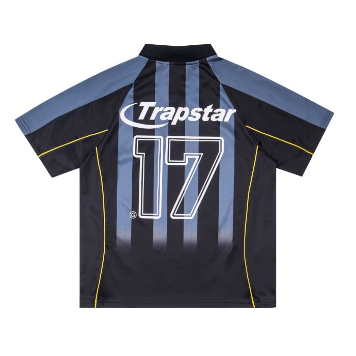 Urban Streetwear Black And Blue Stripe Gradient 17 Number Printed Jersey T-Shirt 29080810