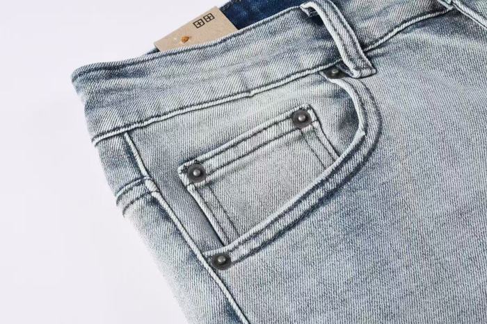 1:1 quality version Grey Logo Print Torn Ripped Jeans 29080459