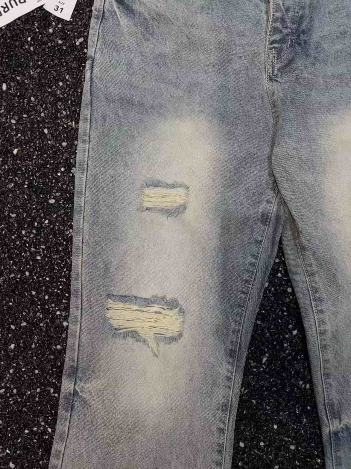 1:1 quality version Classic Stitched Ripped Washed Flared Jeans 29080665