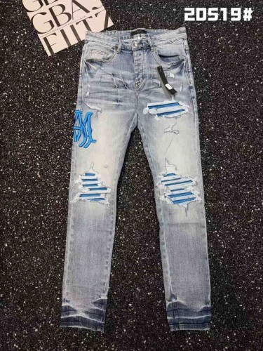 1:1 quality version Blue 3D Paw Embroidery Ripped Jeans 29080647