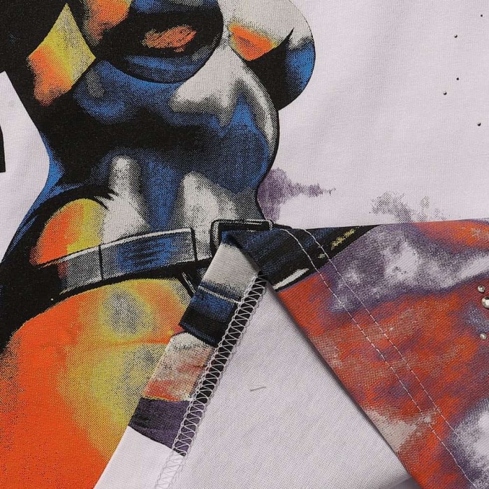Sci-fi Space Female Warrior Rhinestone Print Tee 2 colors 29082346