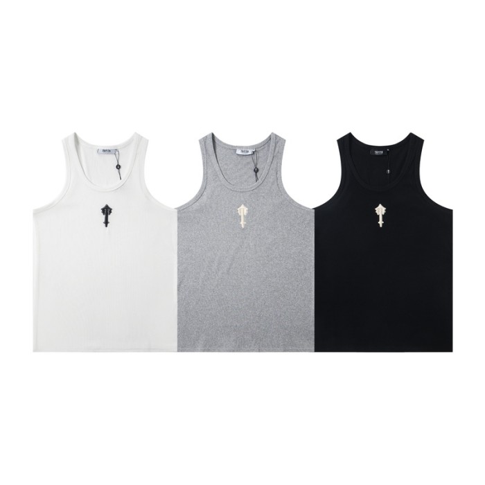 Relaxed Fit American Street Style Ribbed Fabric Trapstar Logo Embroidered Tank Top Vest 29082071
