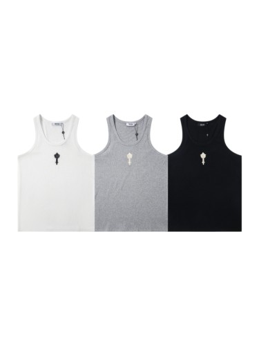 Relaxed Fit American Street Style Ribbed Fabric Trapstar Logo Embroidered Tank Top Vest 29082071