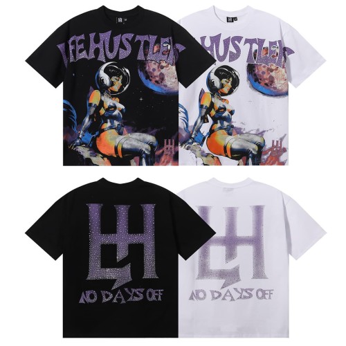 Sci-fi Space Female Warrior Rhinestone Print Tee 2 colors 29082346