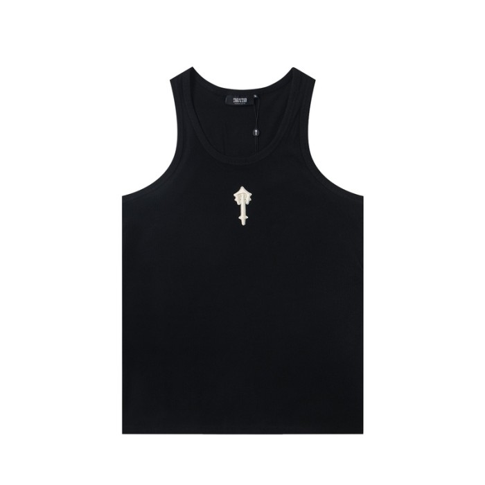 Relaxed Fit American Street Style Ribbed Fabric Trapstar Logo Embroidered Tank Top Vest 29082071