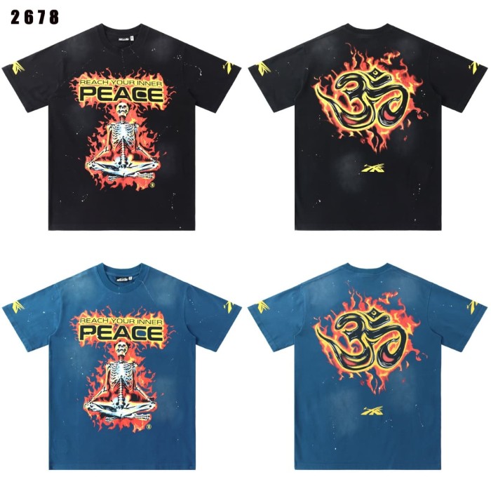 Flame Skeleton Meditation Print Washed Tee 2 colors 29087552