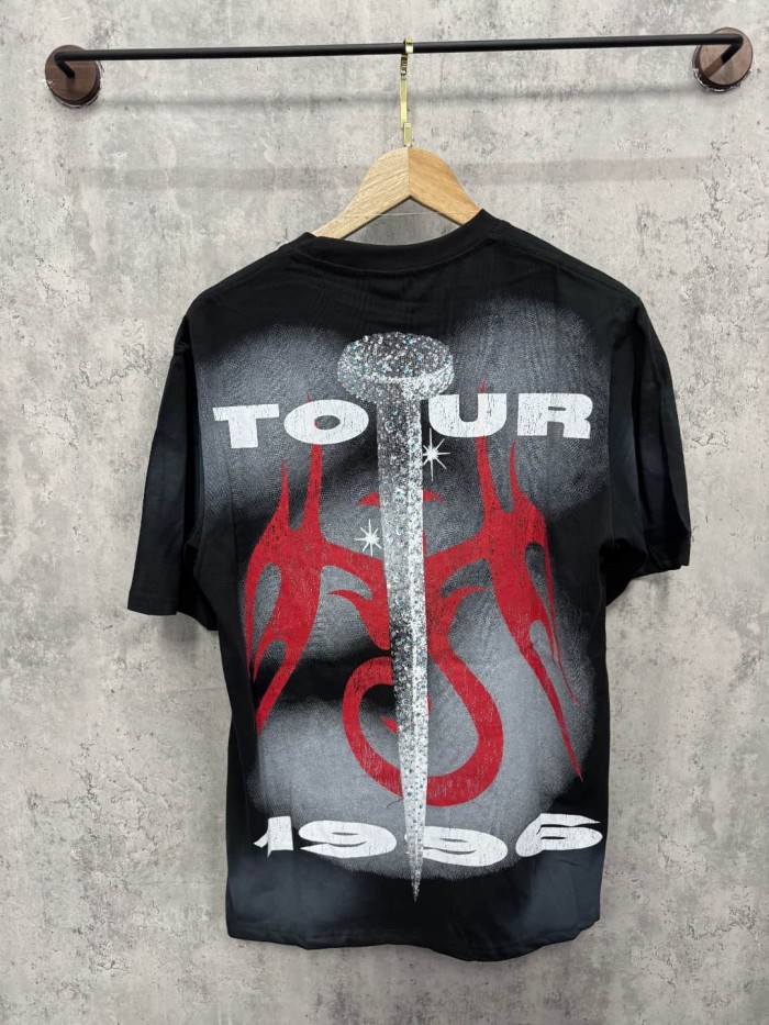 Nail Flame Rhinestone Print Washed Tee 29087553