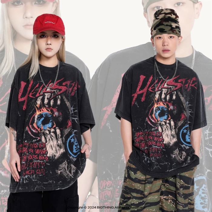 Flame All-Seeing Eye Print Washed Tee 29090190