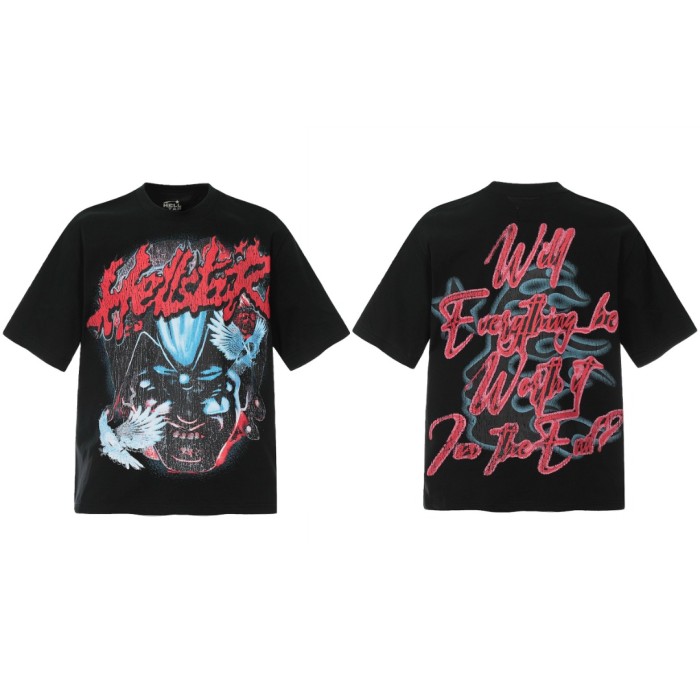 Blue Flame Demon Bird Print Washed Tee 29090186