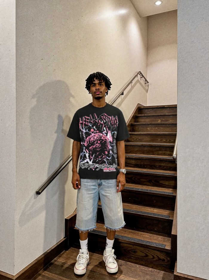 Pink Cyber Core Print Washed Tee 29090171