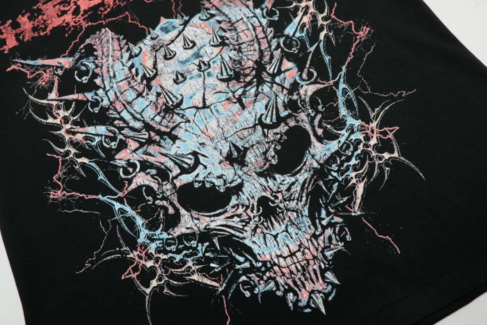 Spiked Demon Skull Print Washed Tee 29090179