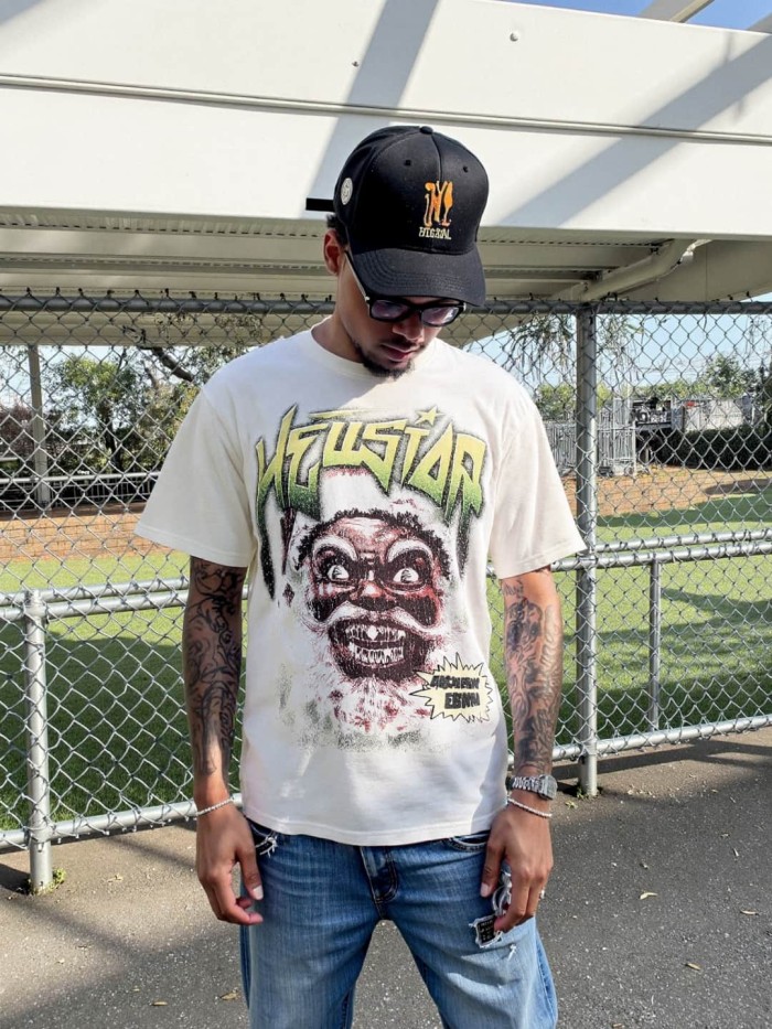Dark Santa Claus Print Washed Tee 2 colors 29090166