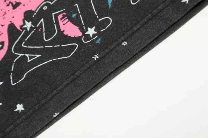 Pink & Blue Contrast Flame Print Washed Tee 29090172