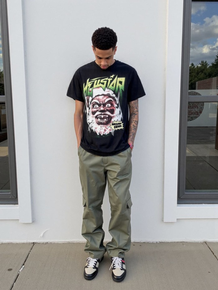 Dark Santa Claus Print Washed Tee 2 colors 29090166