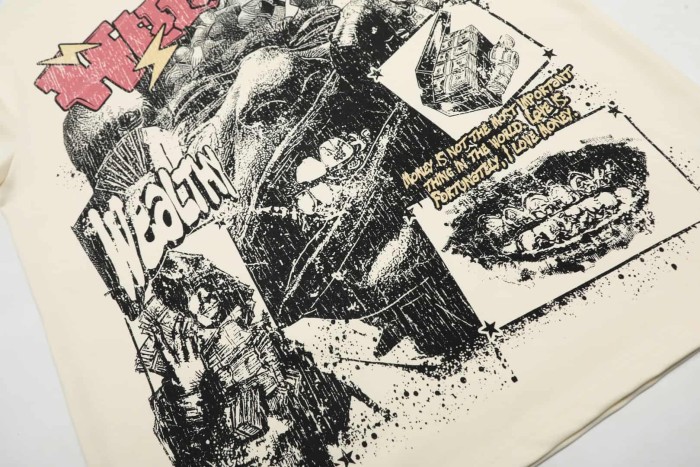 Money-Worshipping Sketch Portrait Print Washed Tee 29090167