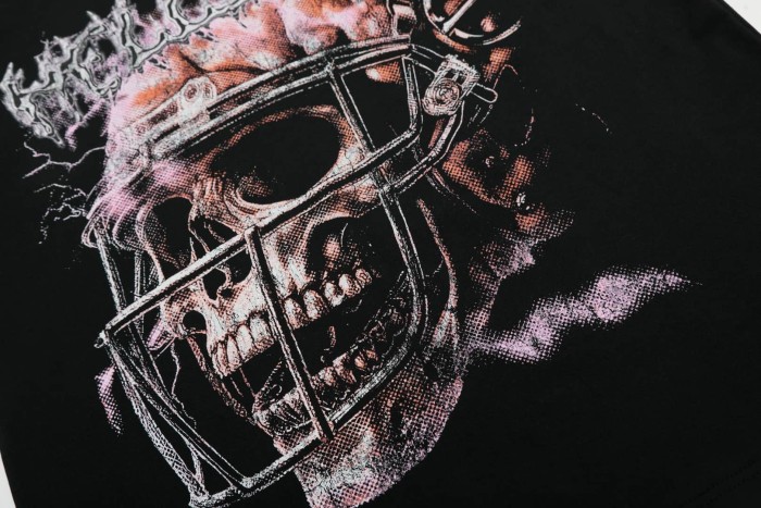 Football Helmet & Skull Print Washed Tee 29090175