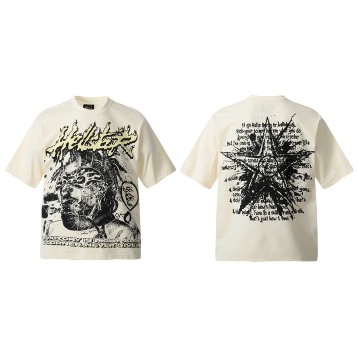 Flame Mask Figure Print Washed Tee 29090189