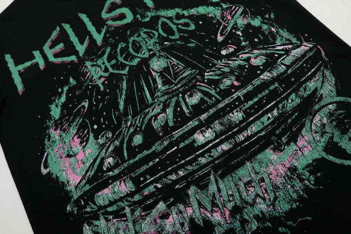 Pink & Green Graffiti UFO Print Washed Tee 29090173