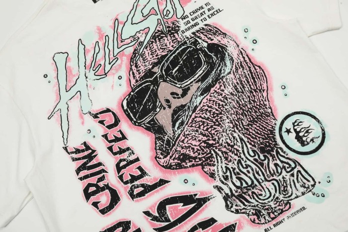 Pink & Green Graffiti Masked Figure Print Washed Tee 2 colors 29090174