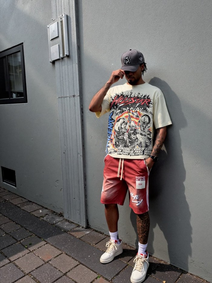 Flame Space Conflict Print Washed Tee 29090191