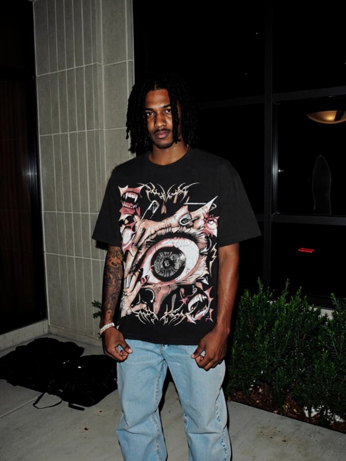 Thorn Gaze Eye Print Washed Tee 29090183