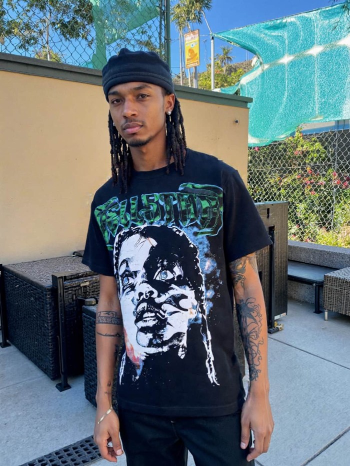 Gothic Letter Gaze Figure Print Washed Tee 29090176