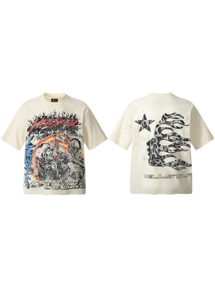 Flame Space Conflict Print Washed Tee 29090191