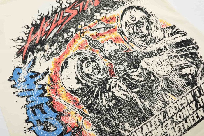 Flame Space Conflict Print Washed Tee 29090191