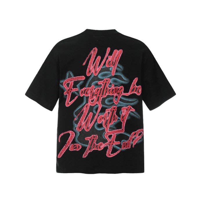 Blue Flame Demon Bird Print Washed Tee 29090186