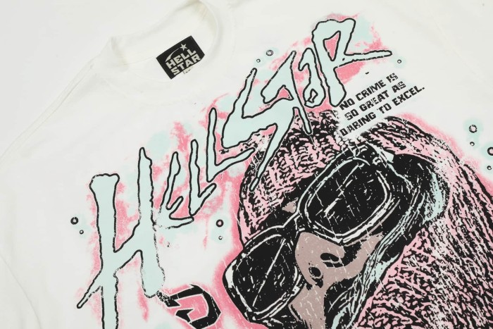 Pink & Green Graffiti Masked Figure Print Washed Tee 2 colors 29090174