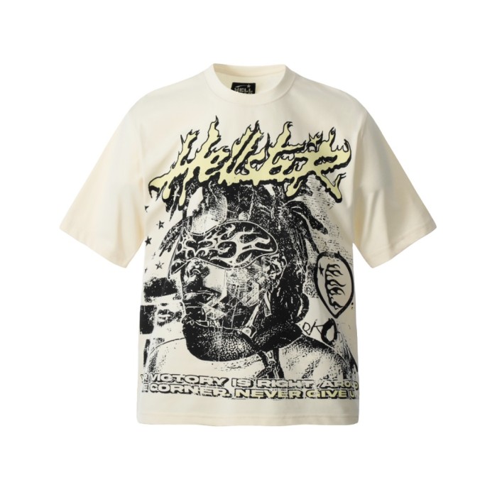 Flame Mask Figure Print Washed Tee 29090189