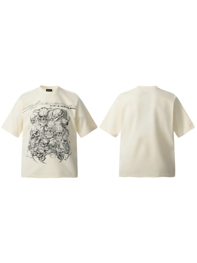 Group Skull Line Art Print Washed Tee 29090184