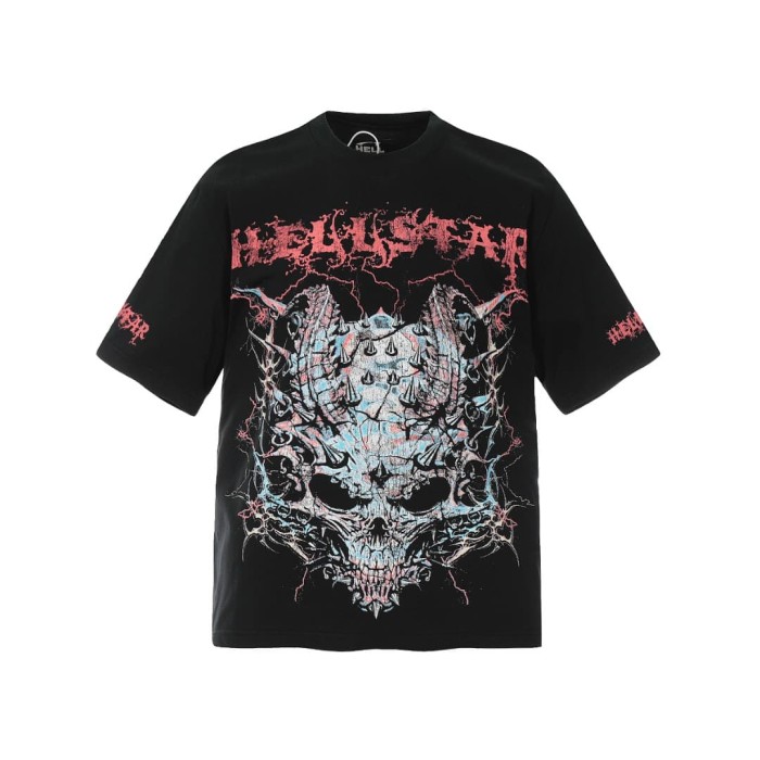 Spiked Demon Skull Print Washed Tee 29090179
