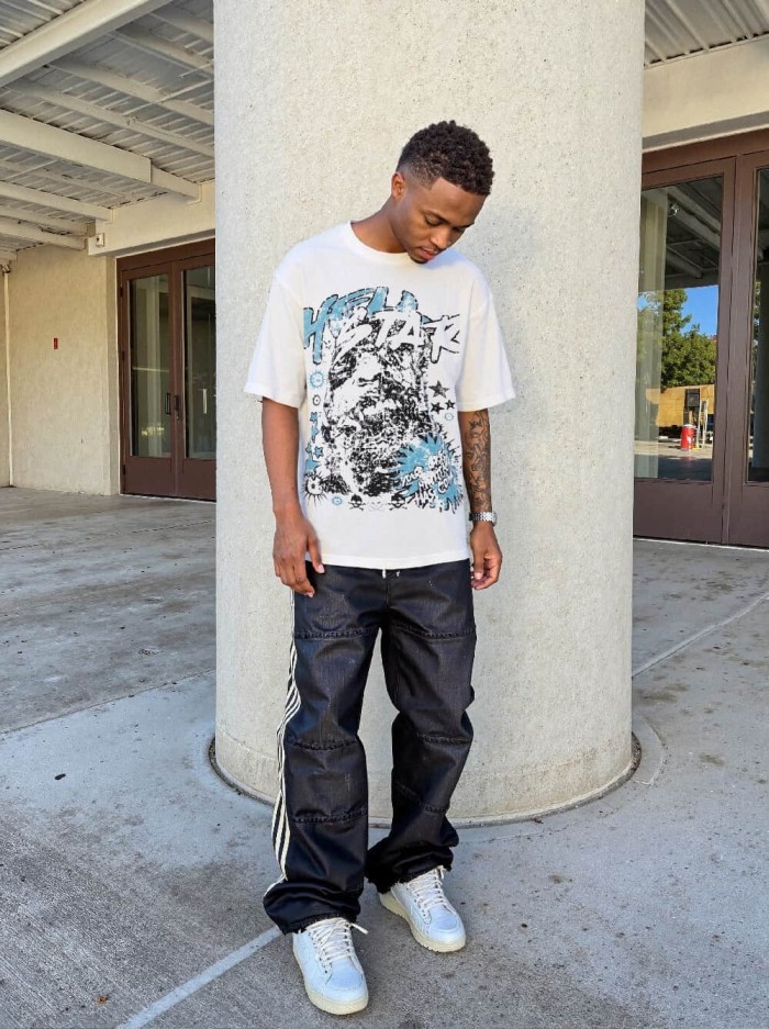 Blues Rage Portrait Print Washed Tee 29090185