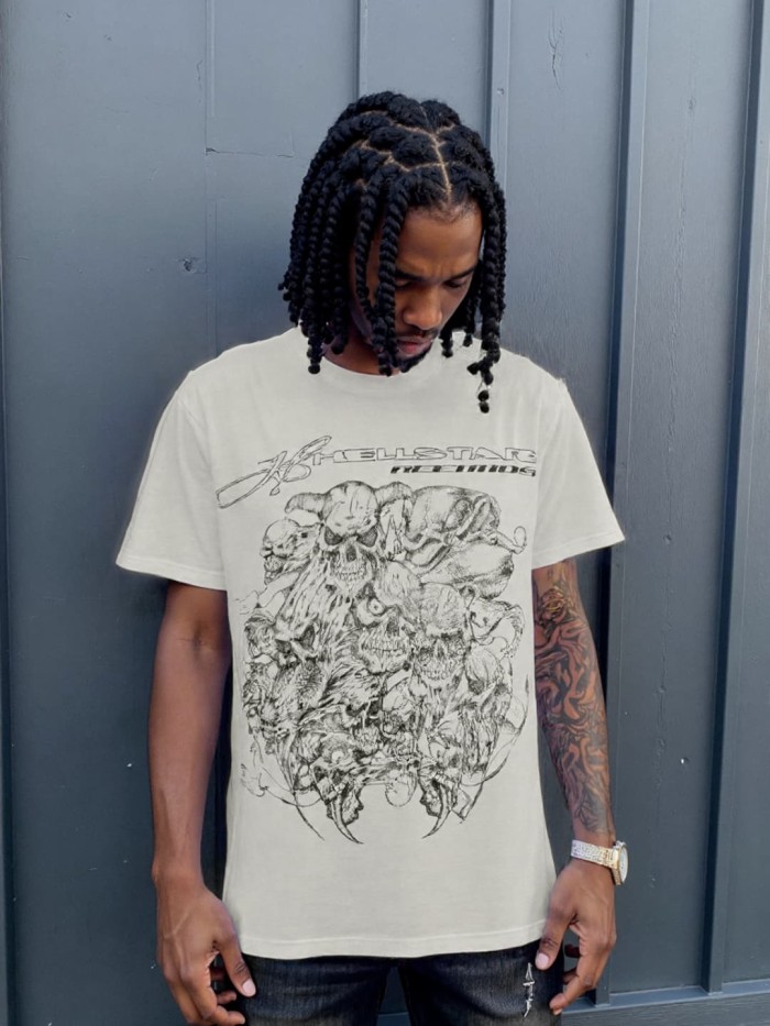 Group Skull Line Art Print Washed Tee 29090184