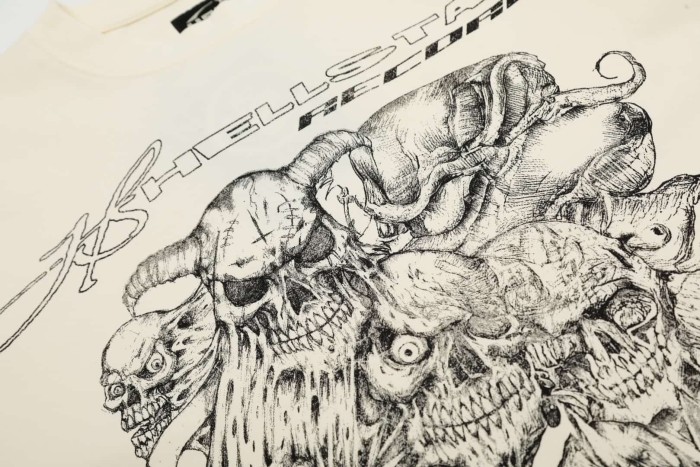 Group Skull Line Art Print Washed Tee 29090184