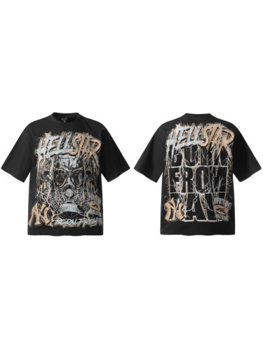 Lightning Gas Mask Print Washed Tee 29092385