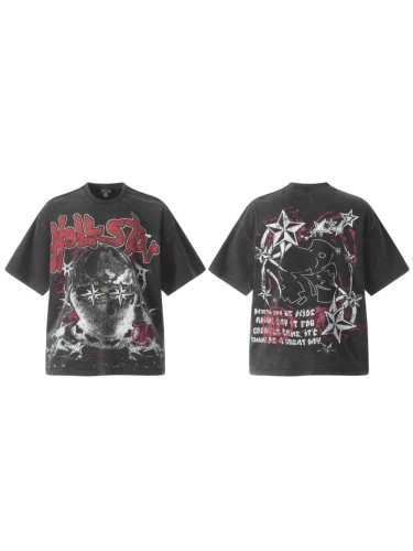 Starburst Masked Figure Print Washed Tee 29092393