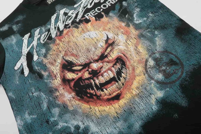 Cloudy Sun Demon Print Washed Tee 29092400