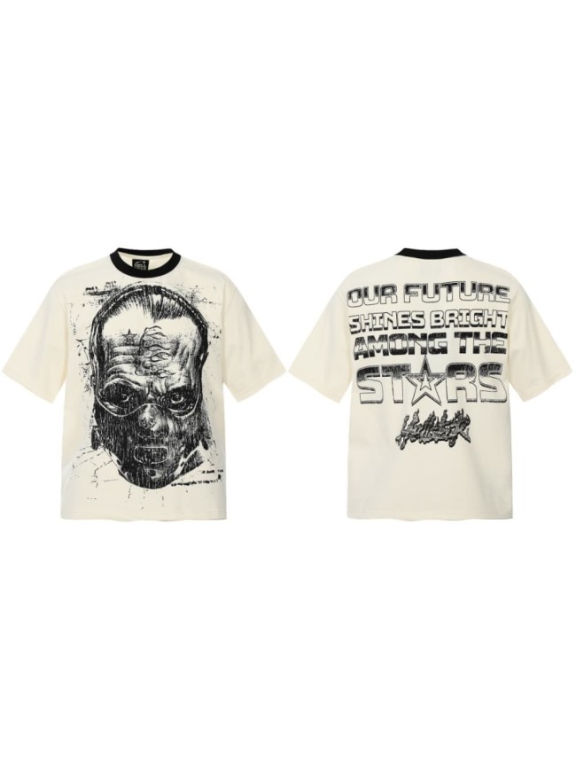 Mask Figure Sketch Print Washed Tee 29092378
