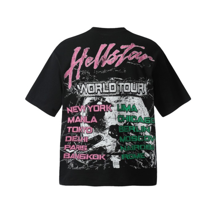Color-blocked Double-headed Skull Print Washed Tee 29092404