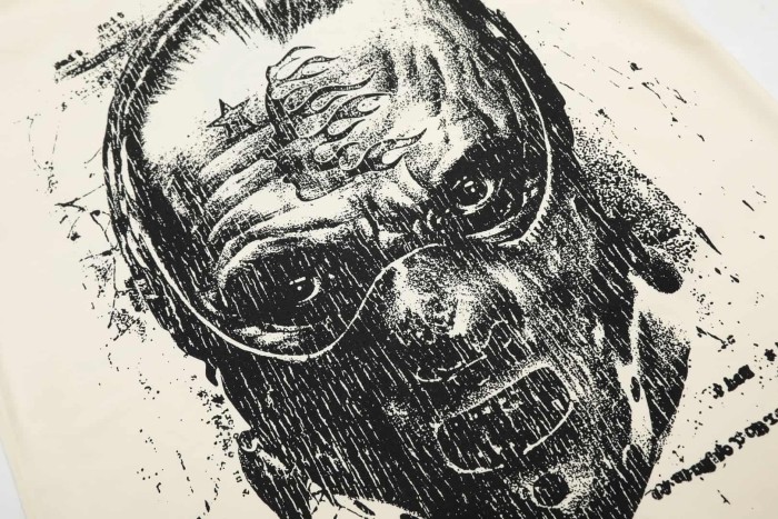 Mask Figure Sketch Print Washed Tee 29092378