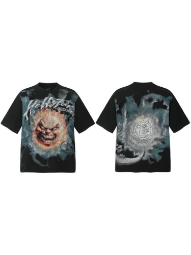Cloudy Sun Demon Print Washed Tee 29092400