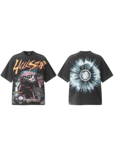 Cyber Skull Figure Print Washed Tee 29092382