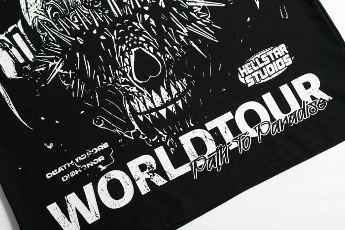 Alien Fanged Beast Print Washed Tee 29092399