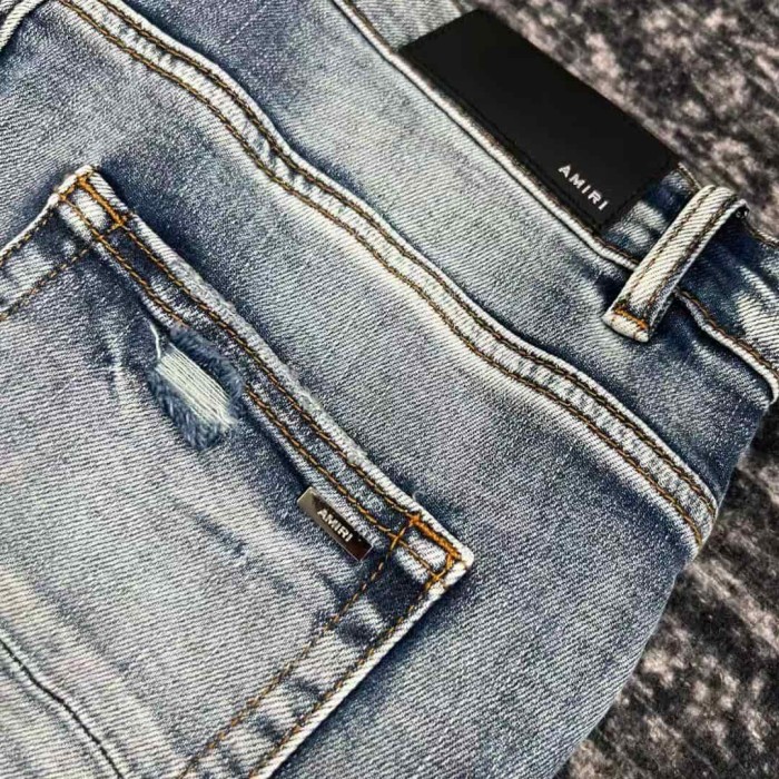 1:1 quality version White Flock Ripped Washed Slim-fit Jeans 29091966